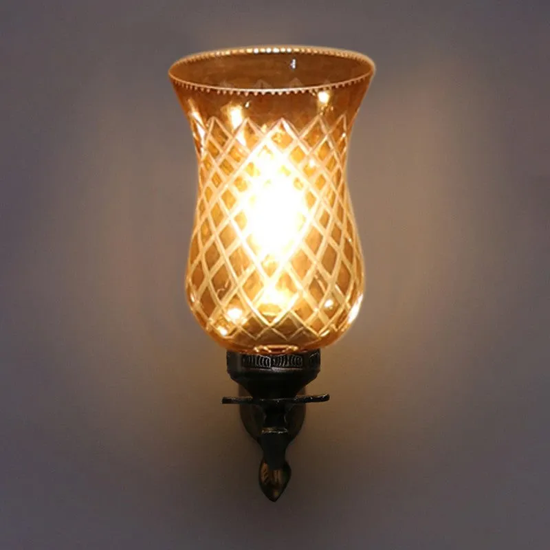 Honey Glow Floral Antique Glass Wall Lamp media 5