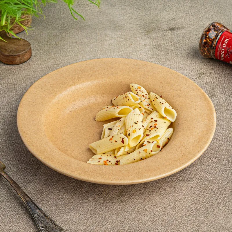 Wood Grove Ceramic Pasta Plate (Brown) - Set Of Two media 1