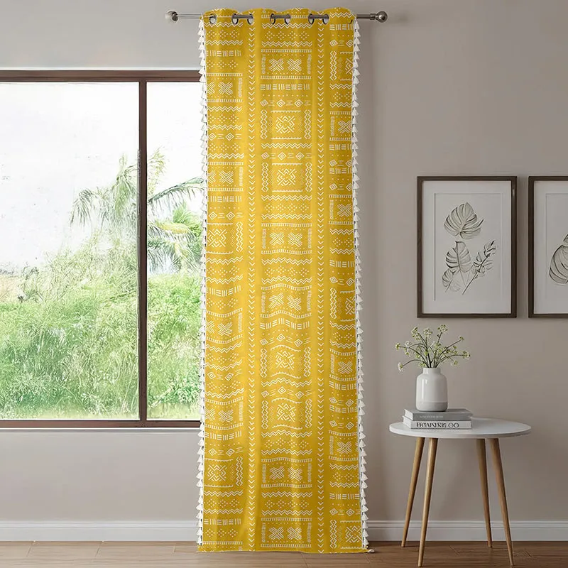 Urban Space Zahara Semi Sheer Curtain - Mustard Yellow media 2