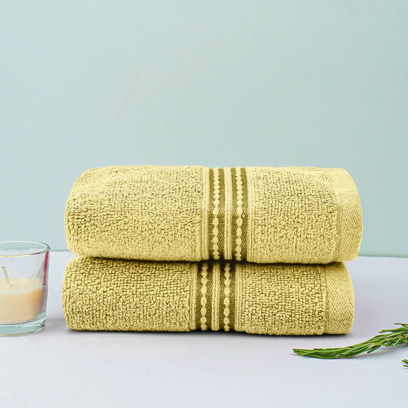 Micro Cotton LuxeDry Solid Hand Towel (Yellow) - Set Of Two media 1