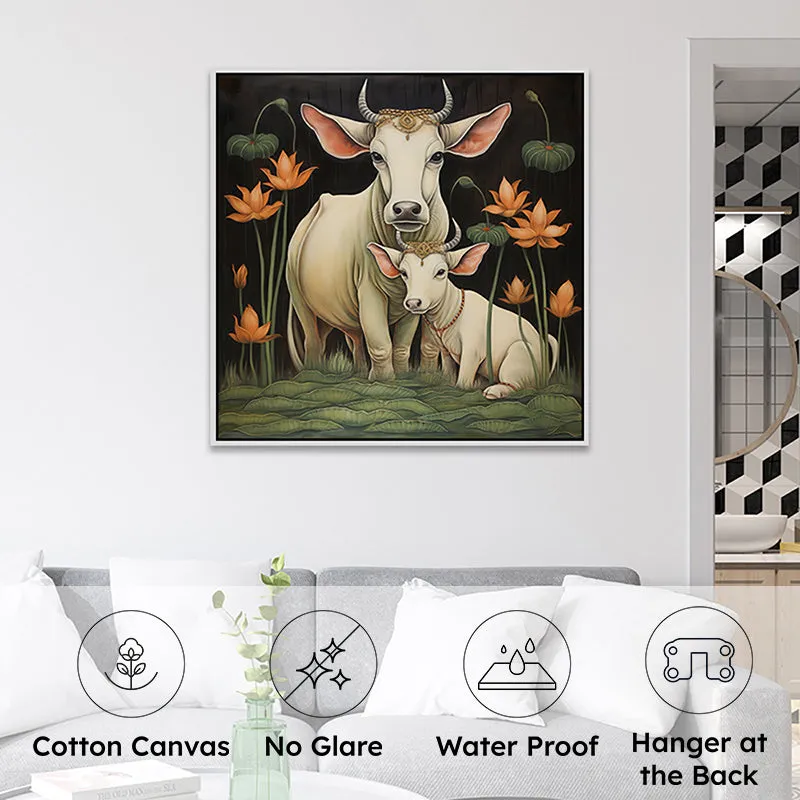 Tender Hooves Canvas Wall Painting With Frame - White media 6