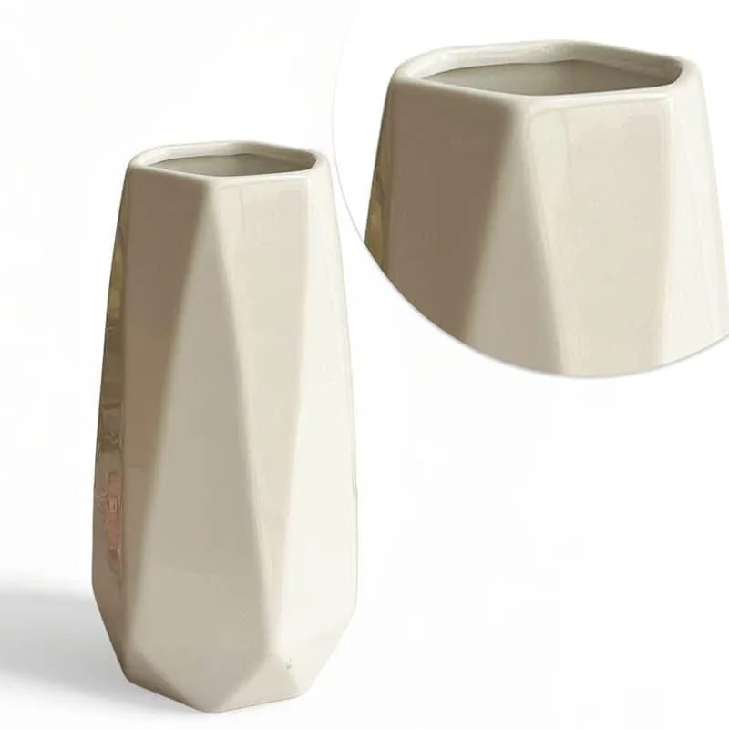 Chroma Cut Ceramic Vase - White media 3