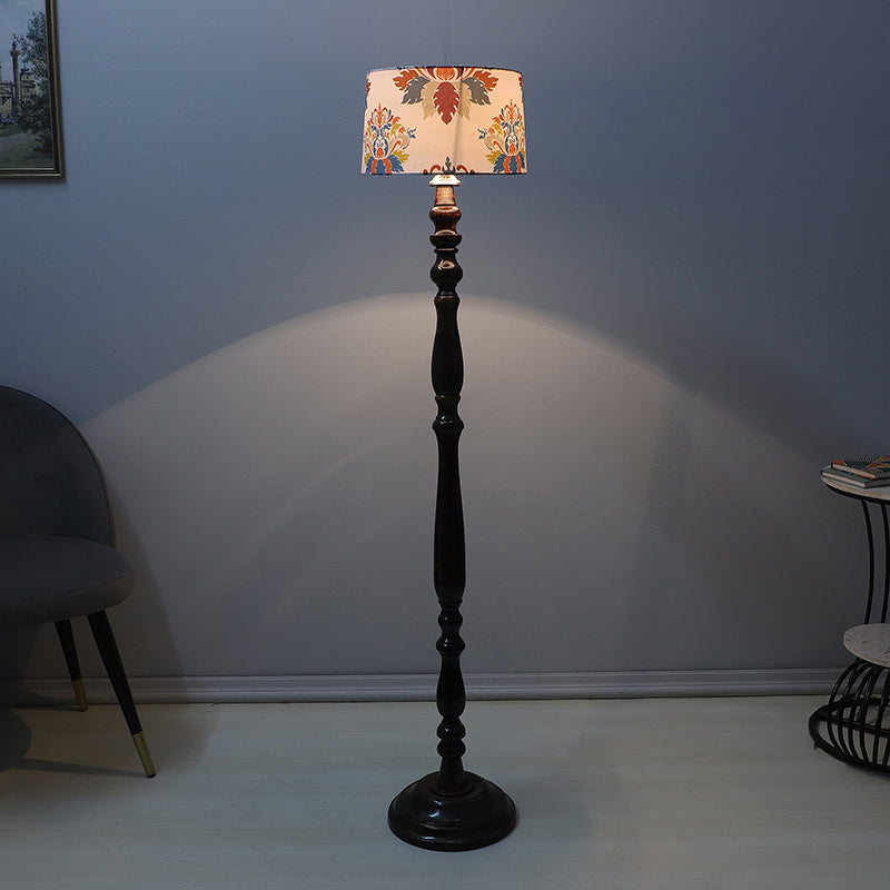 Nordlys Totem Printed Mango Wood Floor Lamp - Black