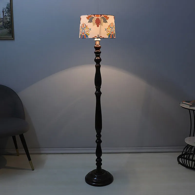 Nordlys Totem Printed Mango Wood Floor Lamp - Black media 1