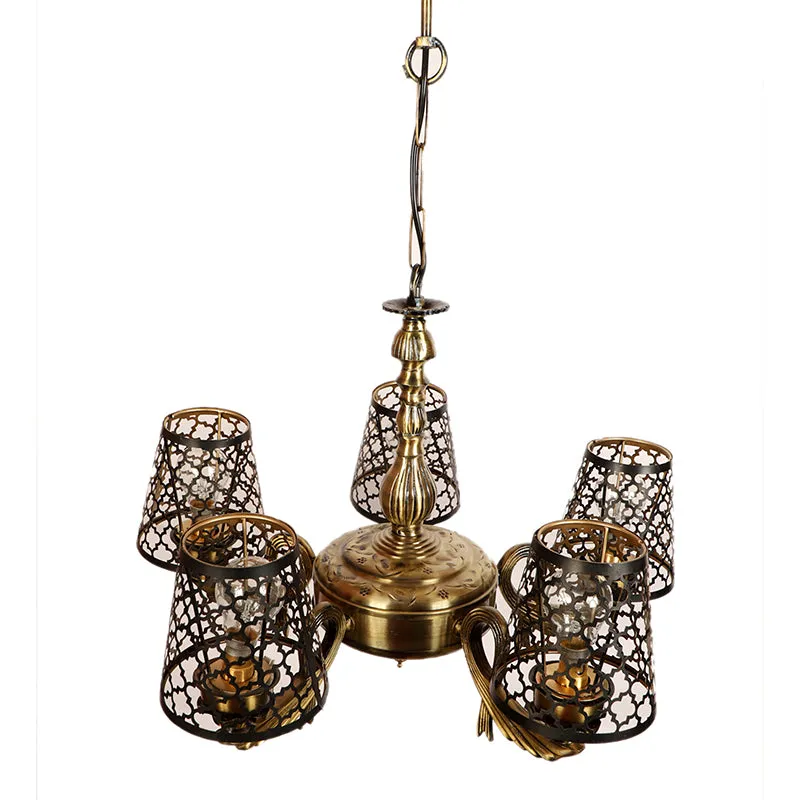 Enva Etched Vistara Metal Antique Ceiling Lamp - Gold media 4
