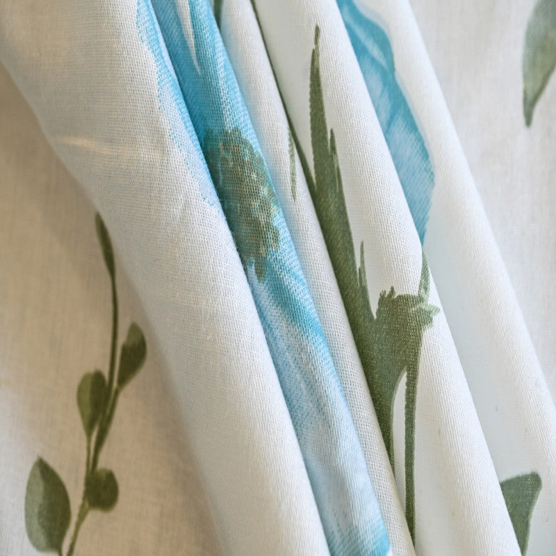 Flora Mist Cotton Bedsheets (Blue) - 400 TC media 5