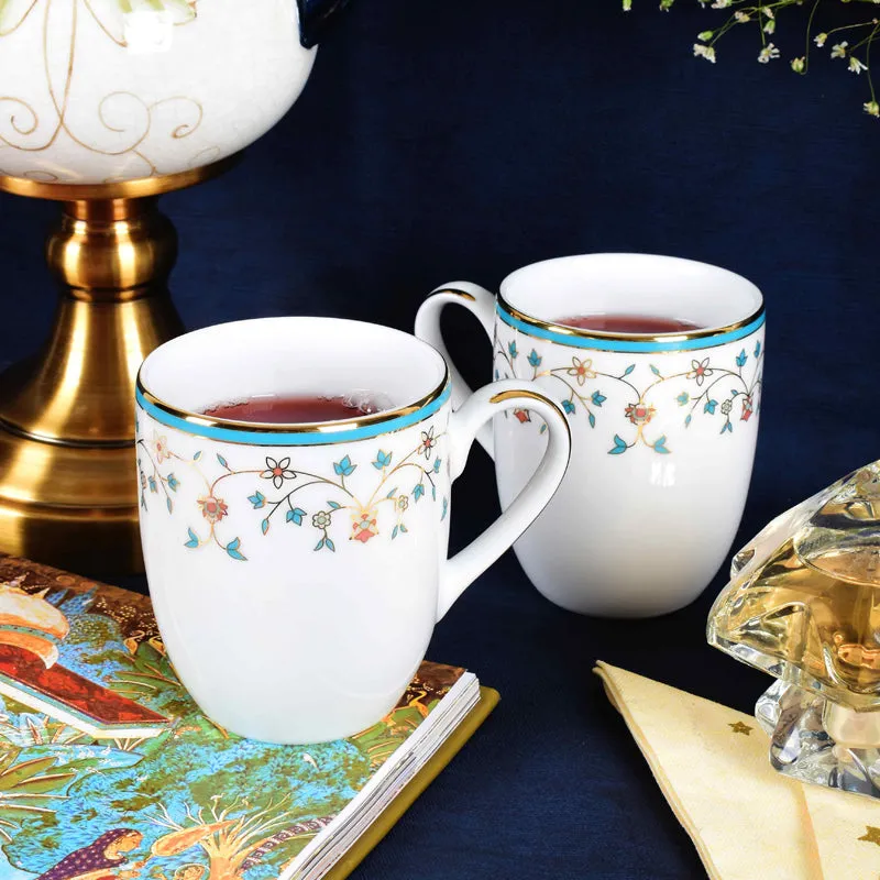 Gilded Mavi Coupe 24k Gold Brushed Porcelain Coffee Mug(280 mL Each) - Set Of Two media 3