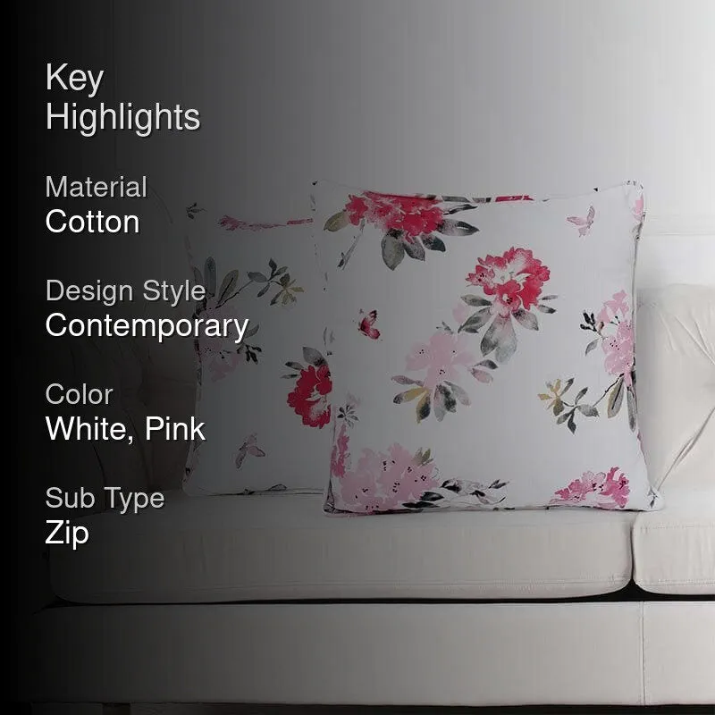 Swayam Pink Blooms Cushion Cover - Set Of Two media 2