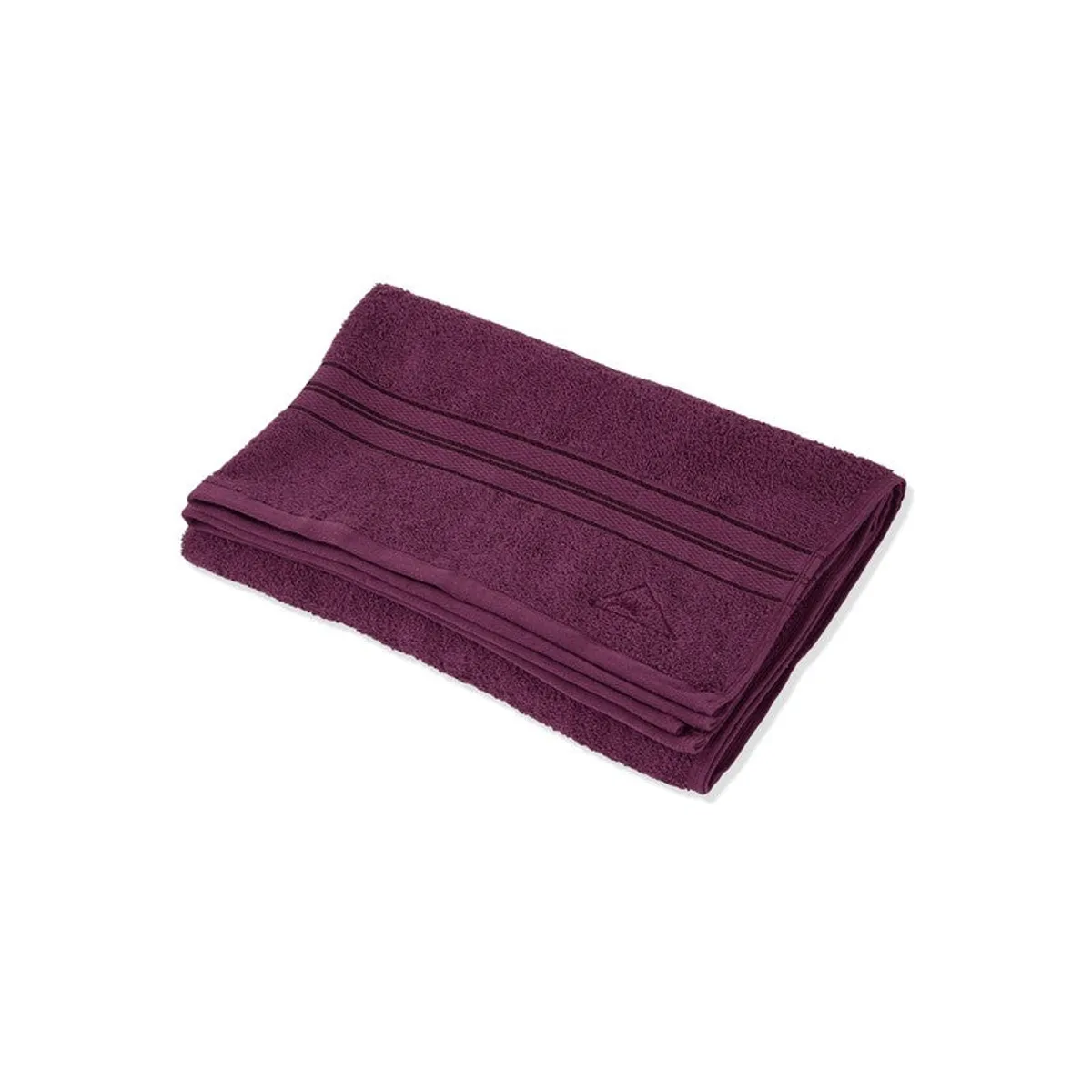 Folded wine-purple bath towel shown against a white background