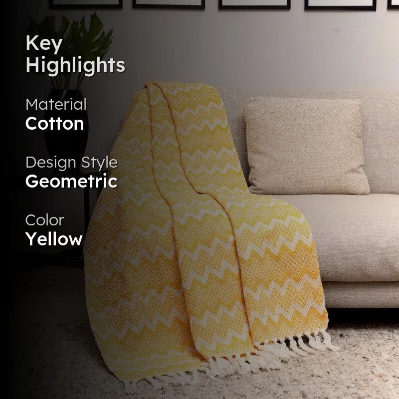 Urban Space Zigzag Cotton Throw - Yellow media 2