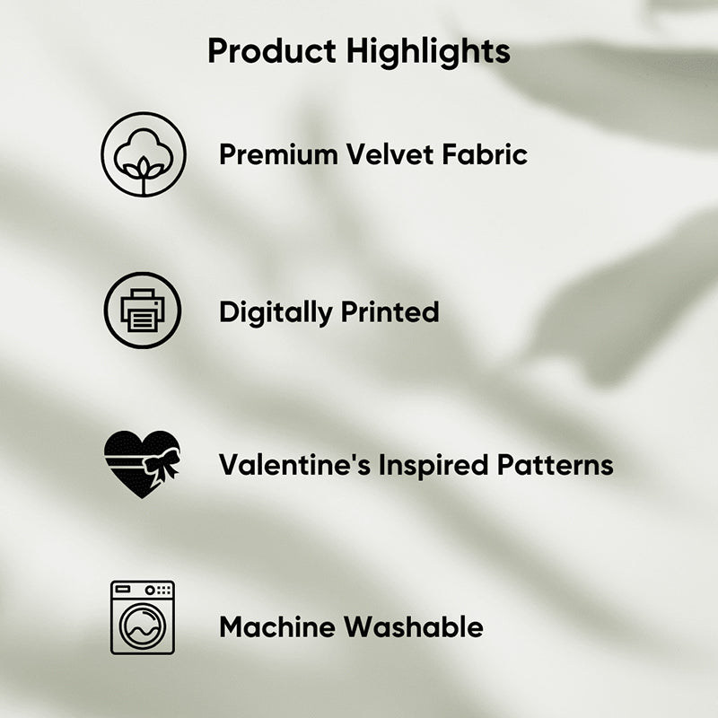 Heart Storm Printed Velvet Cushion Cover - Set Of Five media 3