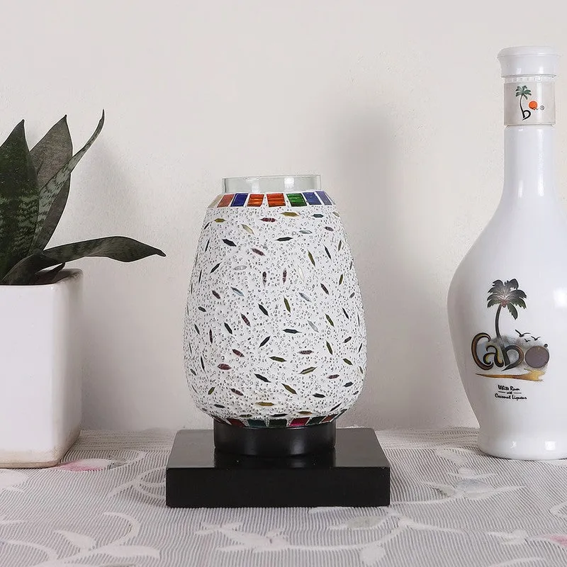 Vibrora Mosaic Glass Table Lamp With Wooden Base - Multicolor media 4
