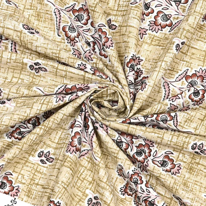 Royalon Cotton Bedsheet (Beige,Brown) - 240 TC media 5