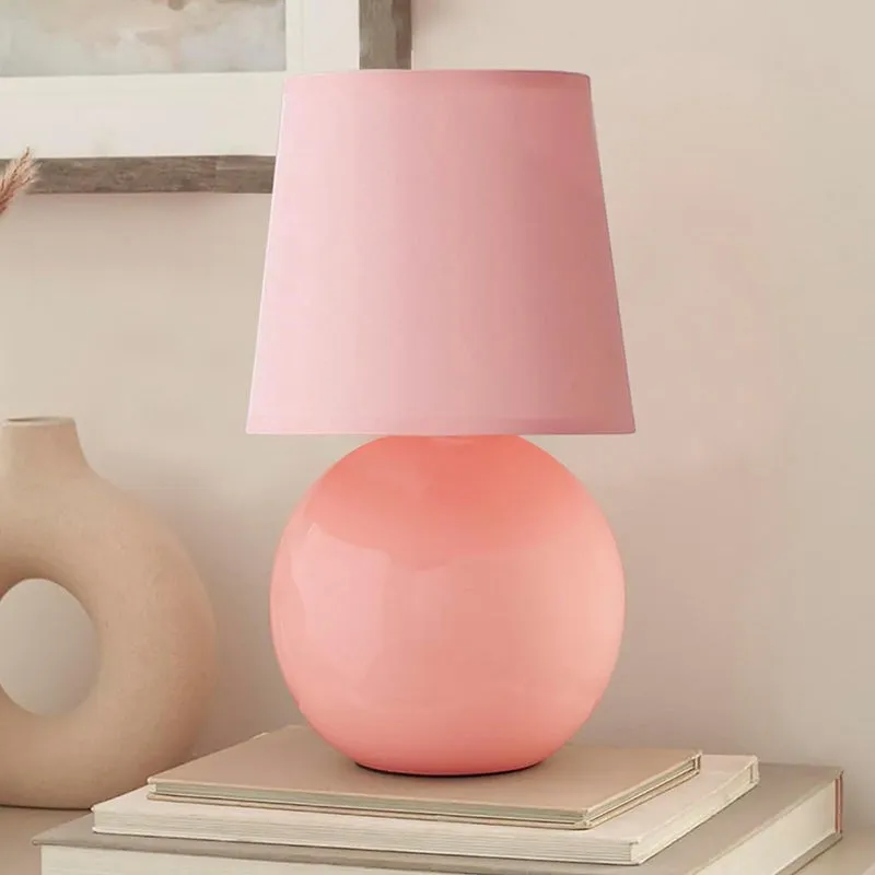 Ibex Orb Ceramic Fabric Table Lamp - Peach media 3