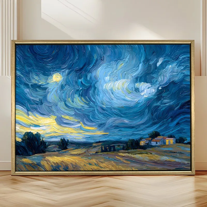 Azure Tempest Canvas Wall Painting With Frame media 4