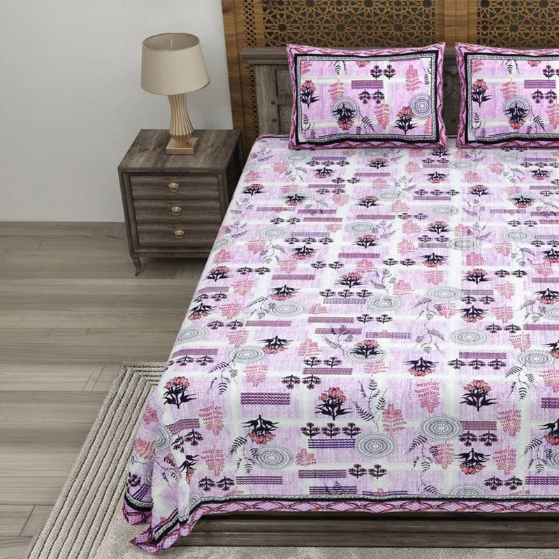 Formy Cotton Bedsheet (Purple,Peach) - 240 TC media 3