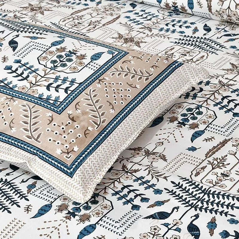 Evie Printed Cotton Bedsheet (Brown) - 180 TC media 4