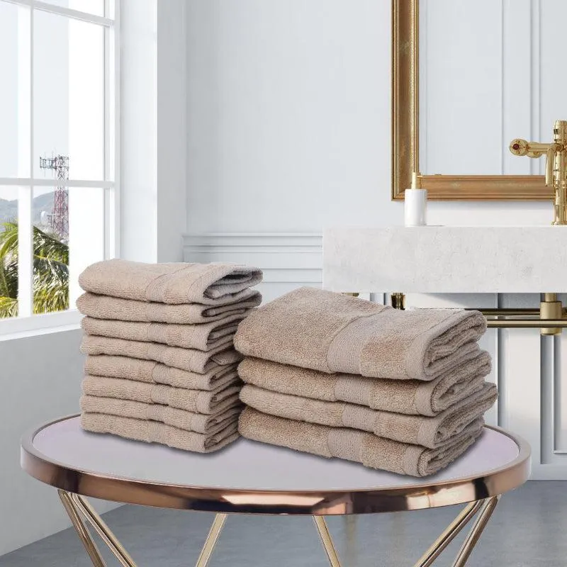 Miorah Hand & Face Towel Combo (Beige) - Set Of Twelve media 1