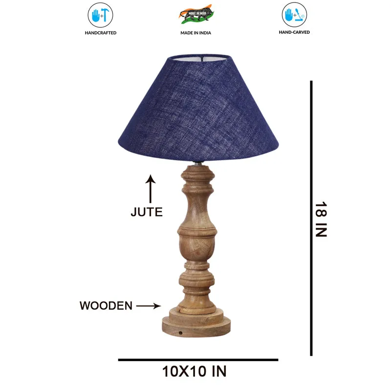 Sienna II Carve Wooden Table Lamp - Blue,Brown media 7