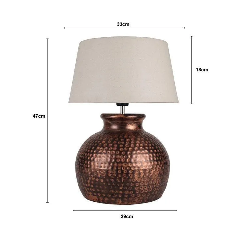 Dyuti Fabric Table Lamp - Beige,Bronze media 5