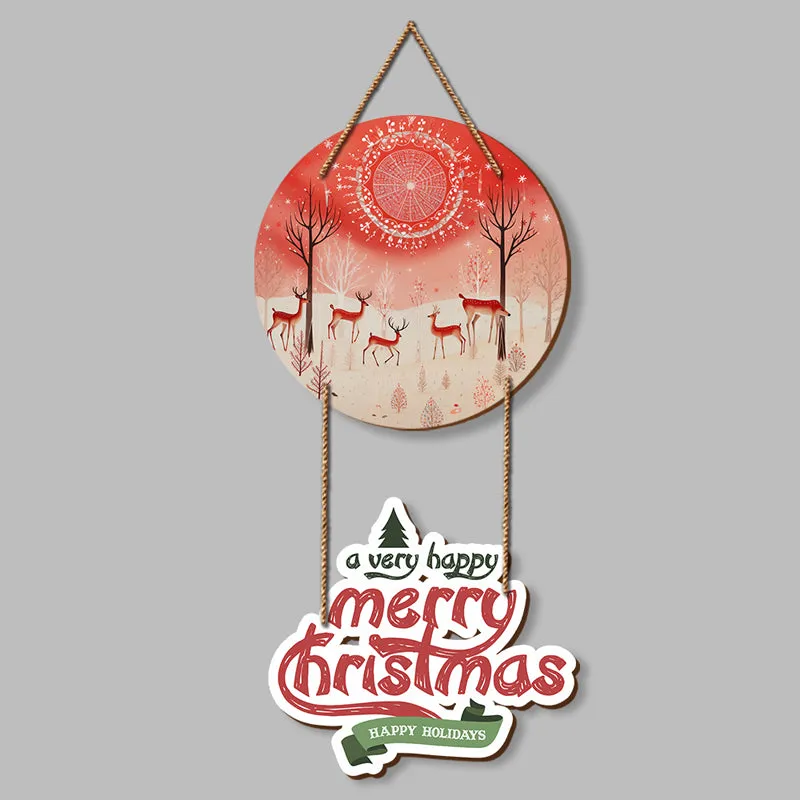Merry Hooves & Snowflakes Christmas Wood MDF Wall Hanging media 3