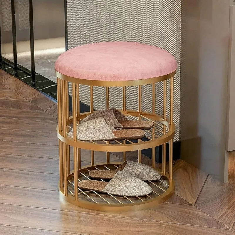 Modern Metal Shoe Rack - Gold,Pink media 5