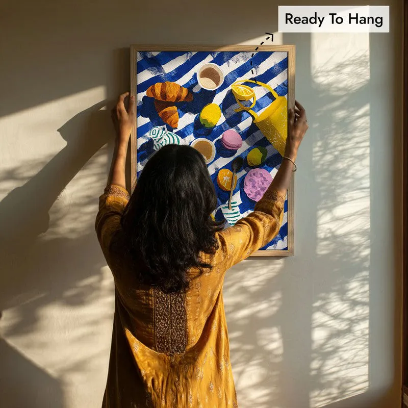 Morning Marina Canvas Wall Painting - Brown Frame media 8