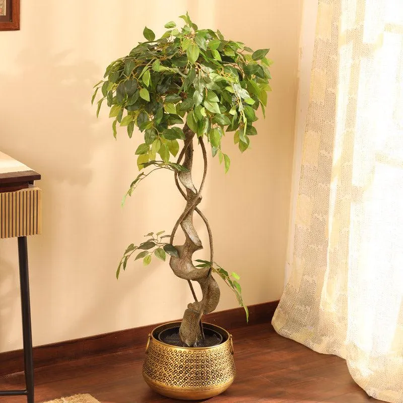 Artificial Realistic Ficus Bonsai With Black Plastic Pot - 3.9 Feet media 3