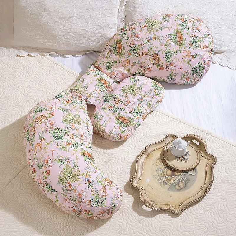 Villette Cotton L Maternity Pillow With Polyester Filling - Pink,Green media 3