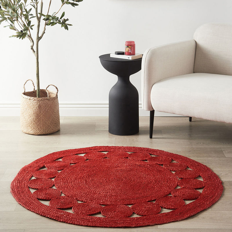 Knot Theory Braided Jute Area Rug - Red media 3