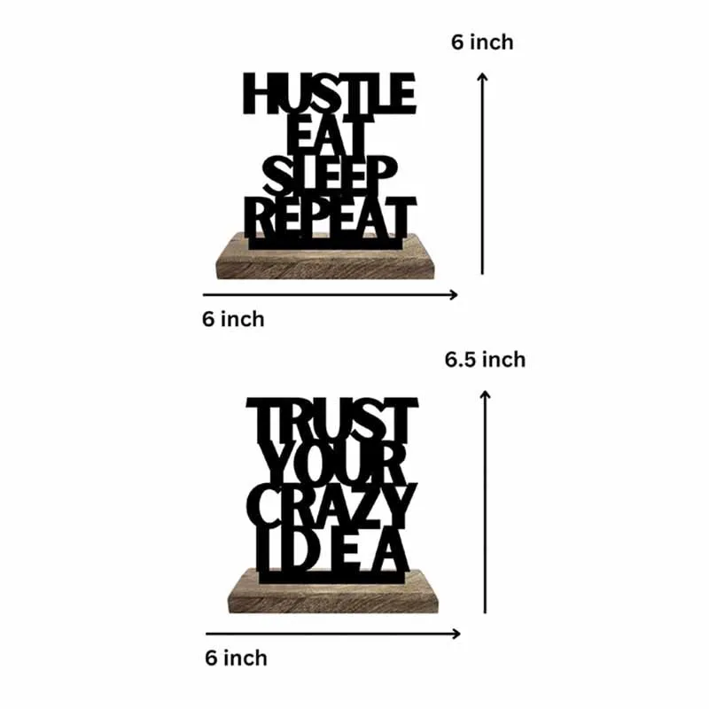 Crazy Hustle Momentum Typography Showpiece - Set Of Two media 7