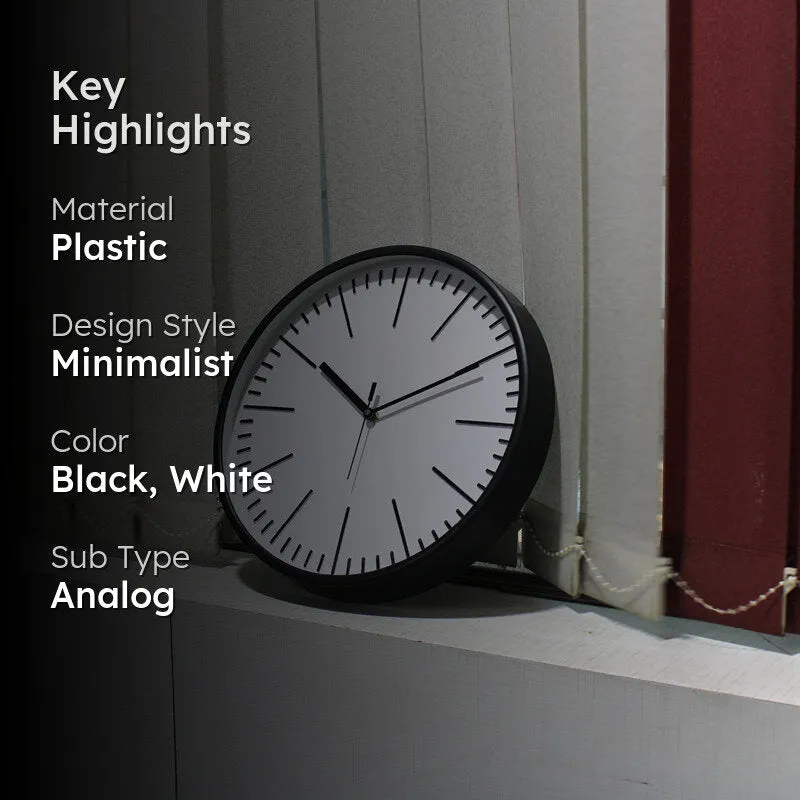 Aestra Analog Wall Clock - Black, White media 2