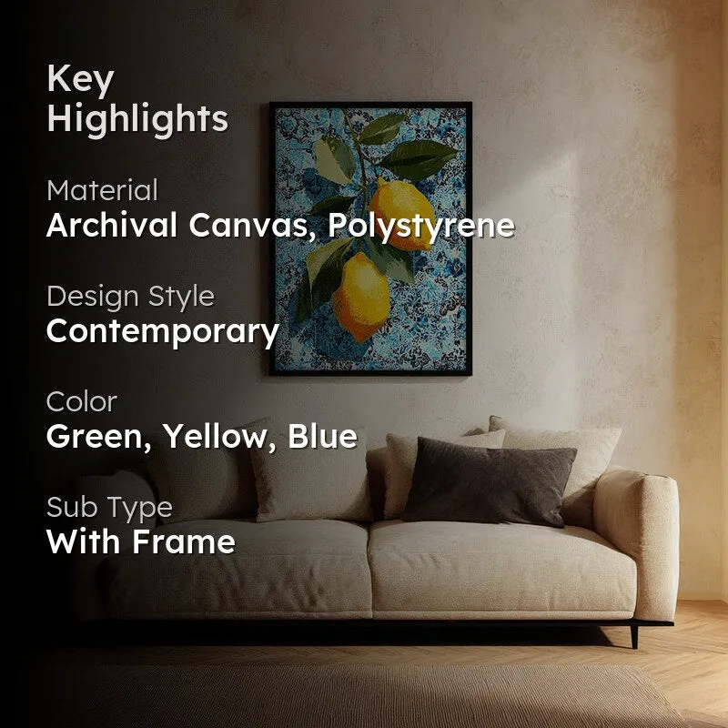 Citrus Splash Canvas Wall Painting - Black Frame media 2