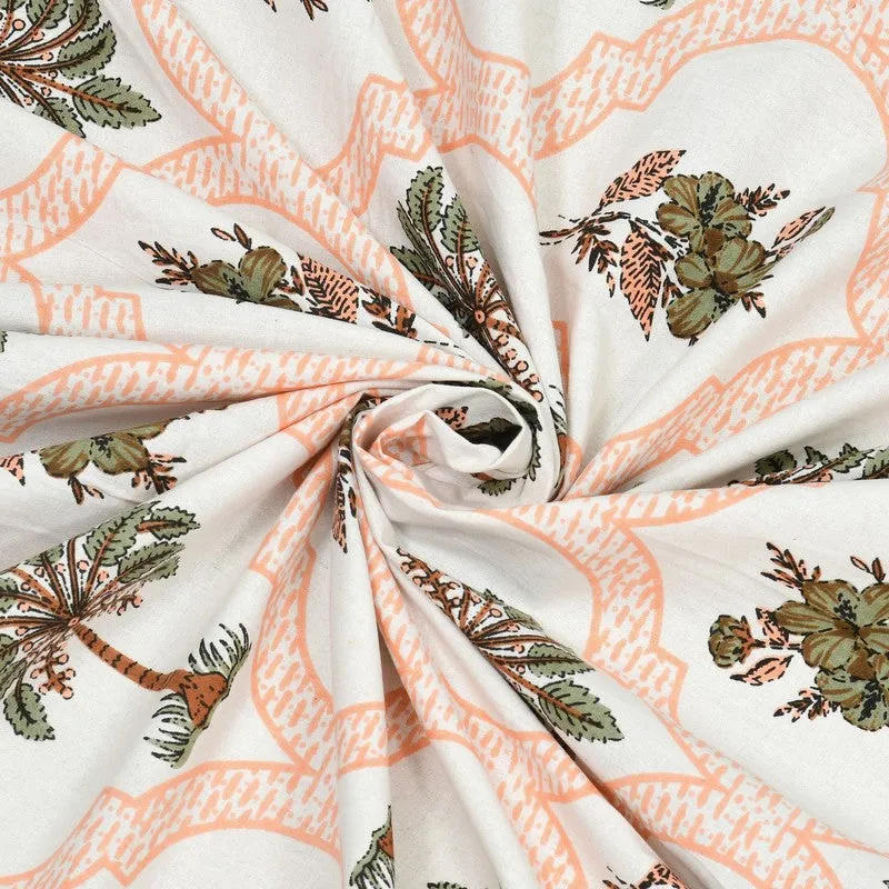 Desion Cotton Bedsheet (White,Green,Orange) - 240 TC media 5
