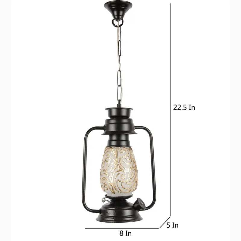 Saagar Mosaic Lantern Glass Ceiling Lamp - Black media 7