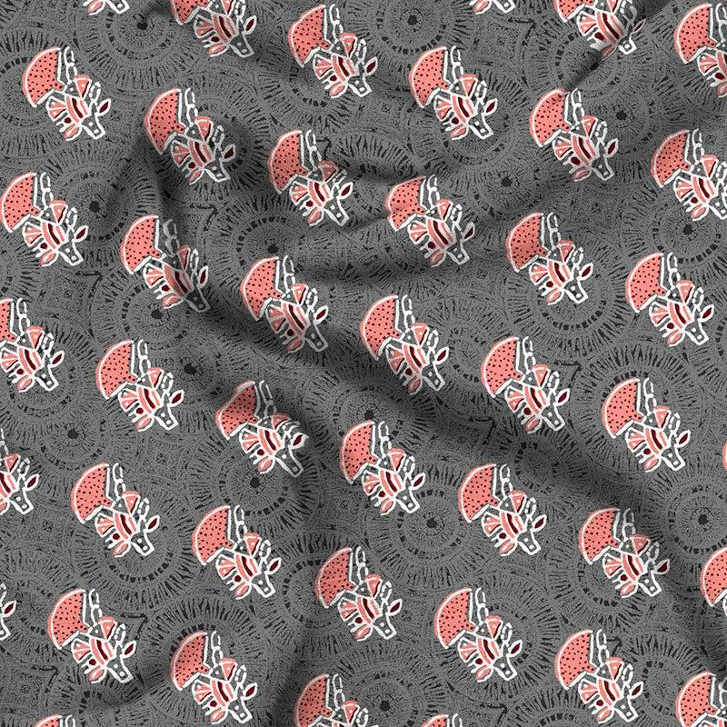 Juhi Reversible Floral Cotton Comforter (Grey & Red) - 150 GSM media 6