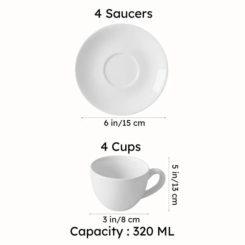 Blush & Brew Cup & Saucer (Pink/320 mL) - Eight Piece Set - 8