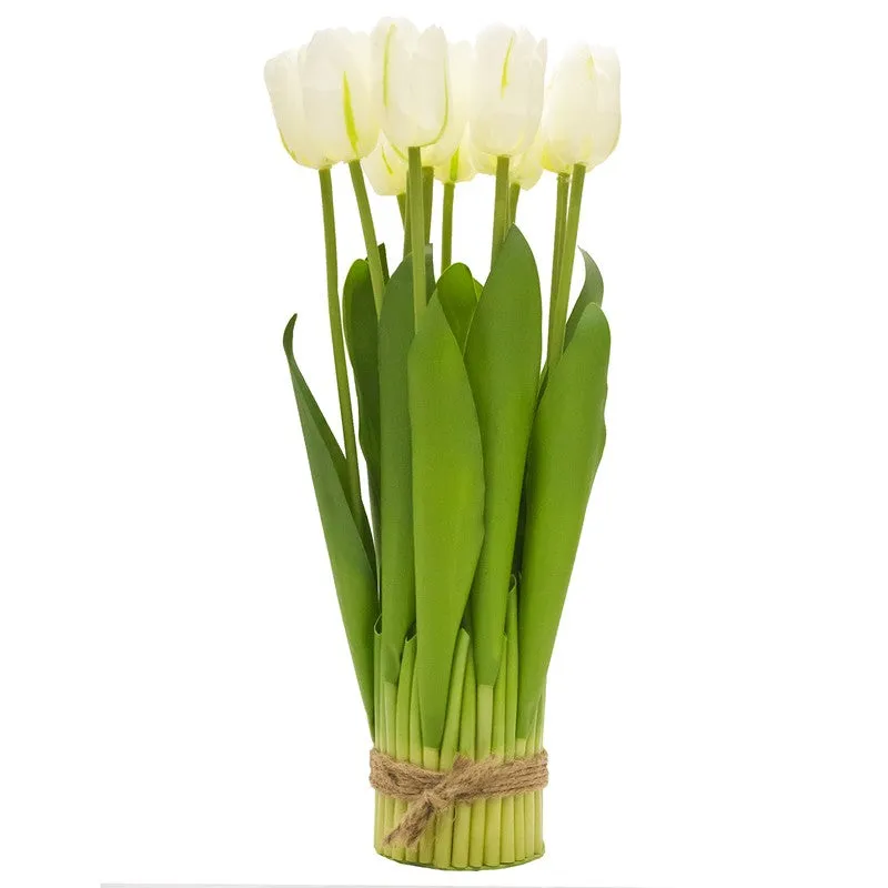 Artificial Tulip Flower Bunch Timeless Charm - White media 5