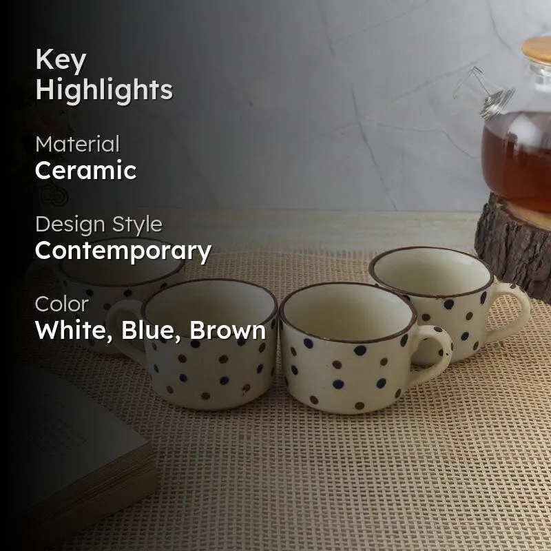 Polka Ceramic Coffee Mug (300 mL Each) - Set of Four media 2