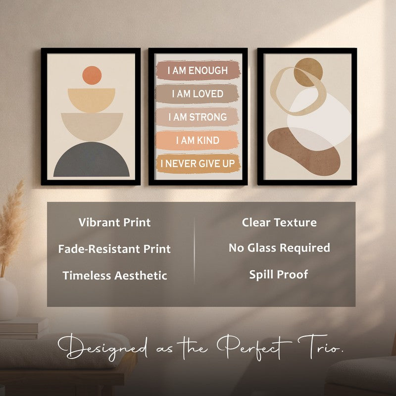 Motivational Affirmations Paper Wall Painting With Frame - Set Of Three media 7