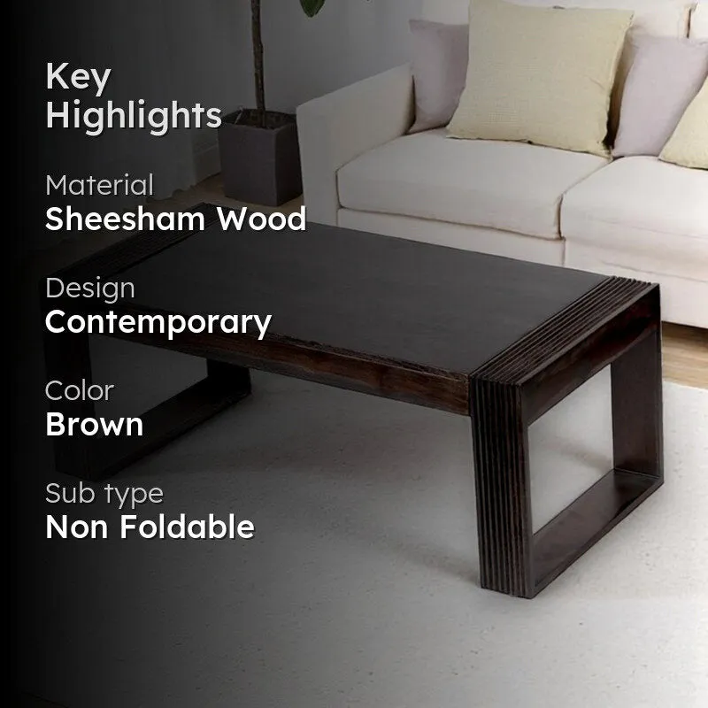 Zirox Sheesham Wooden Center Table - Black media 2