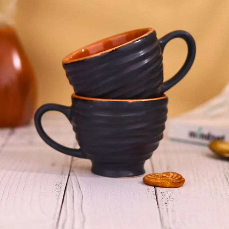 Mayla Ceramic Tea Cup (120 mL Each/Brown) - Set of Two media 1