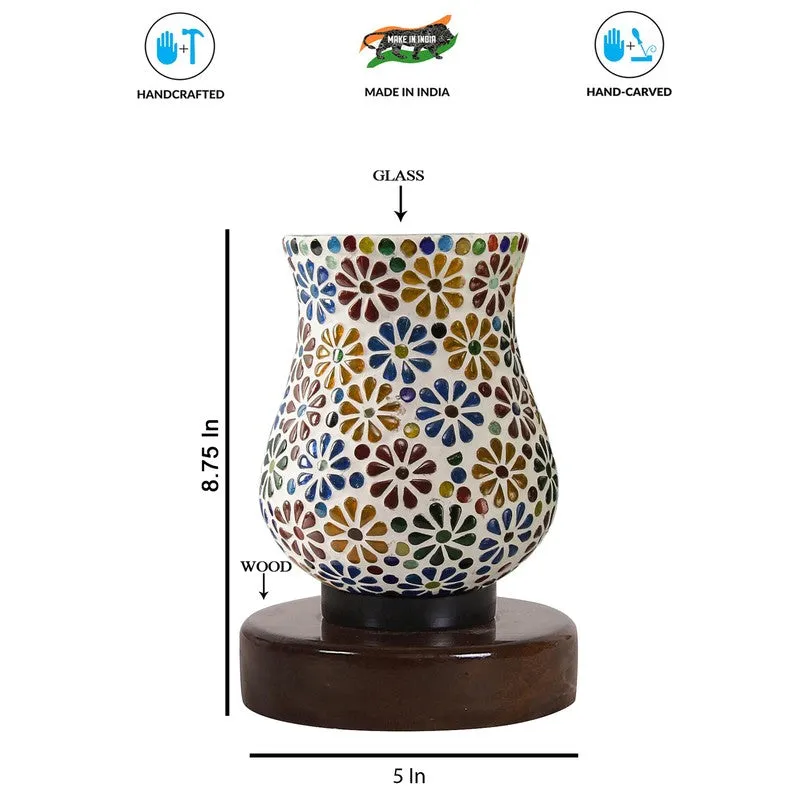 Stellix Mosaic Glass Table Lamp With Wooden Base - Multicolor media 8