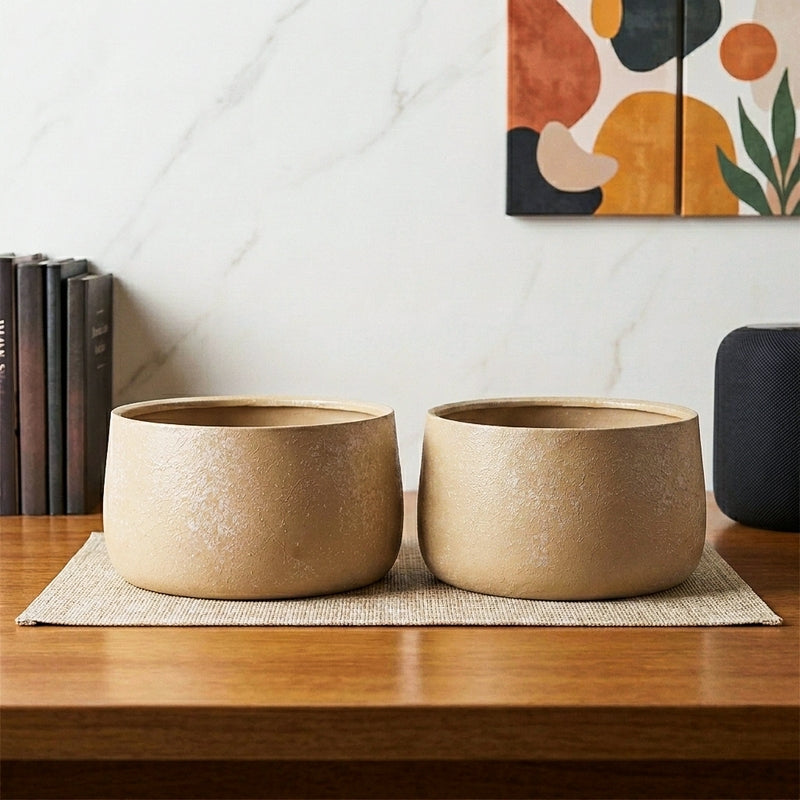 Chlo Iron Planter (Beige) - Set Of Two