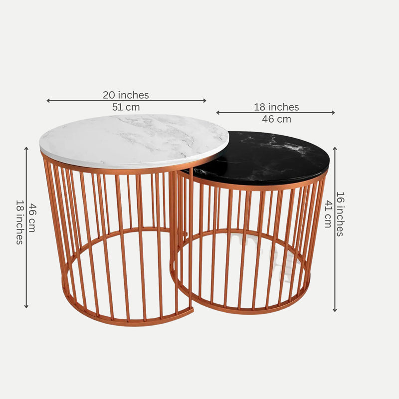 Aurum Cage Accent Table with Marble Top (Copper) - Set Of Two media 7