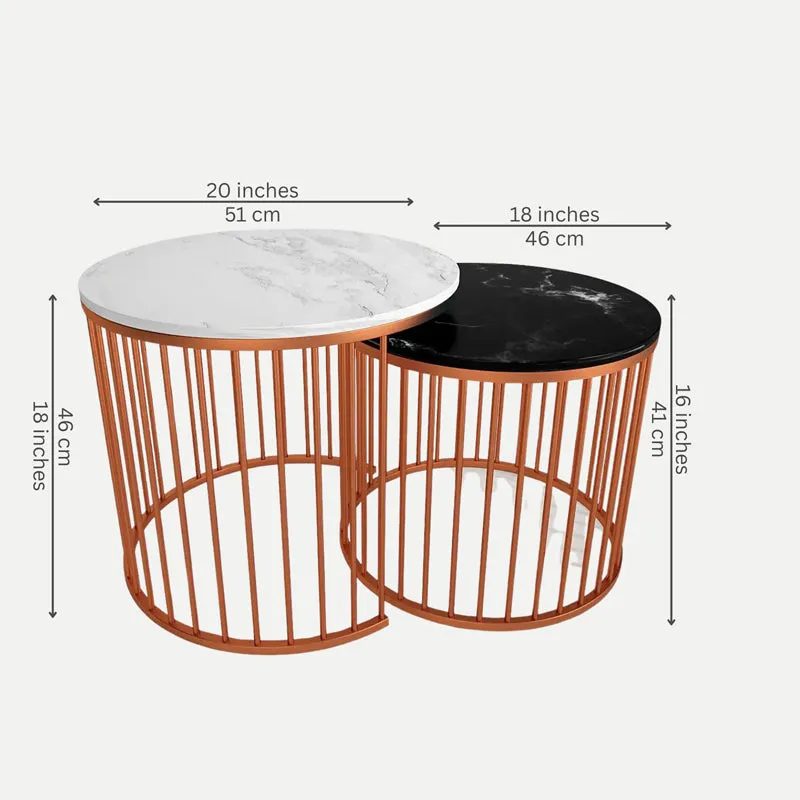 Aurum Cage Accent Table with Marble Top (Copper) - Set Of Two media 7
