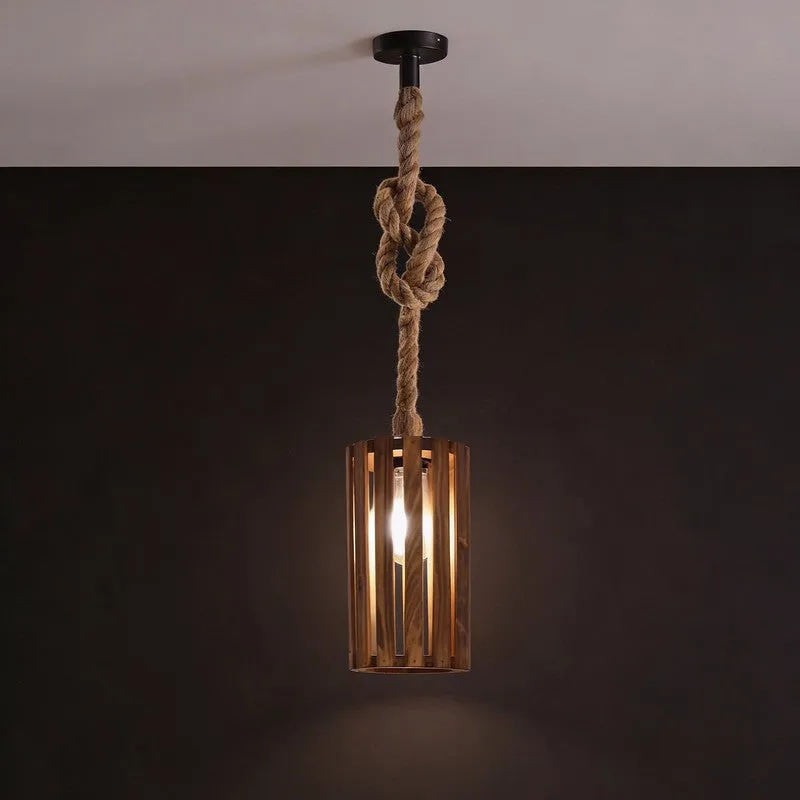 CageLite Wooden Ceiling Lamp - Brown media 6