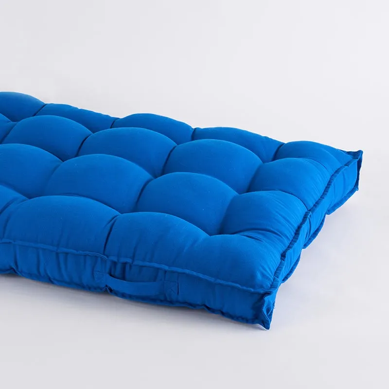 Plushport Solid Cotton Floor Cushion (Blue) - Set Of Two media 3