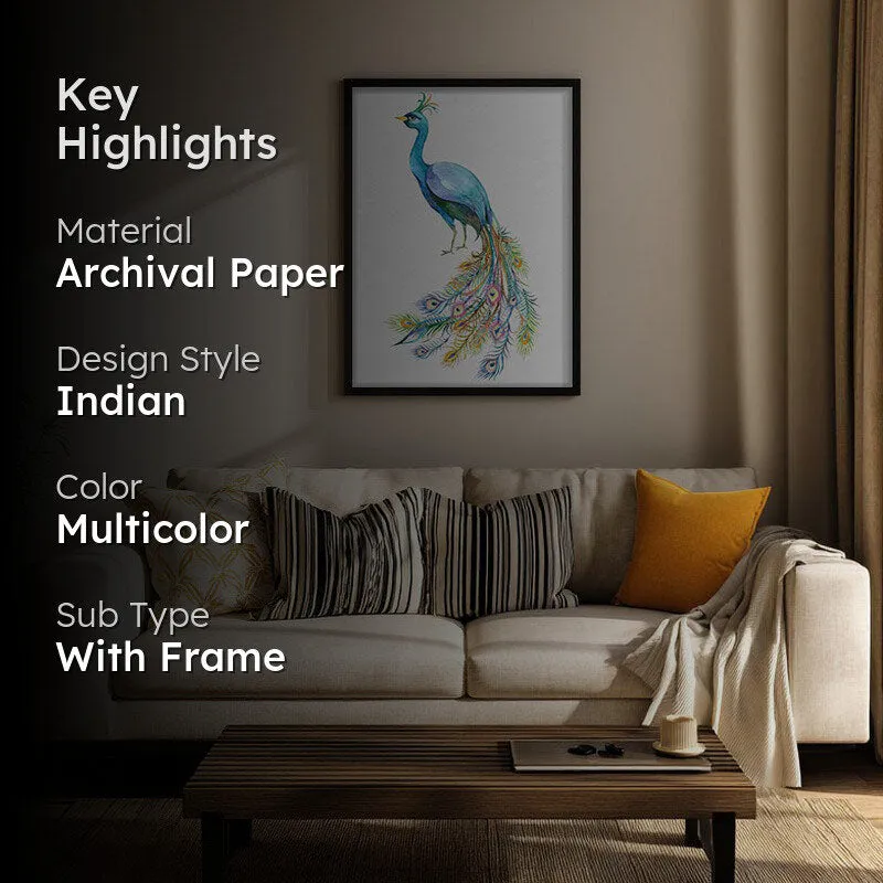 Fragile Peacock Archival Paper Wall Art With Frame media 2
