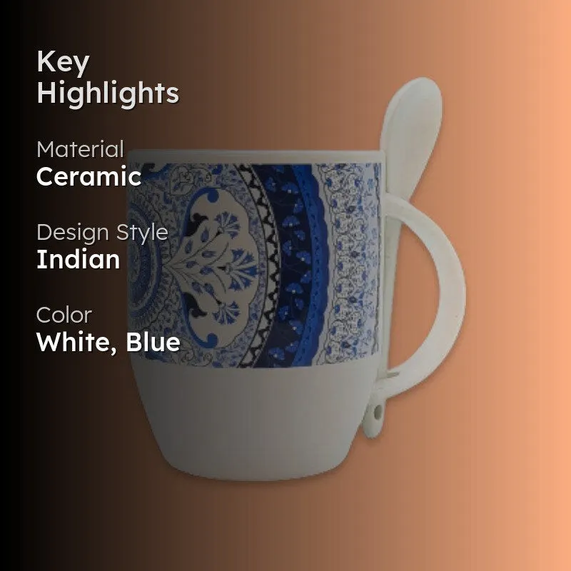 Turkish Ceramic Coffee Mug (325 mL) - Two Piece Set media 2